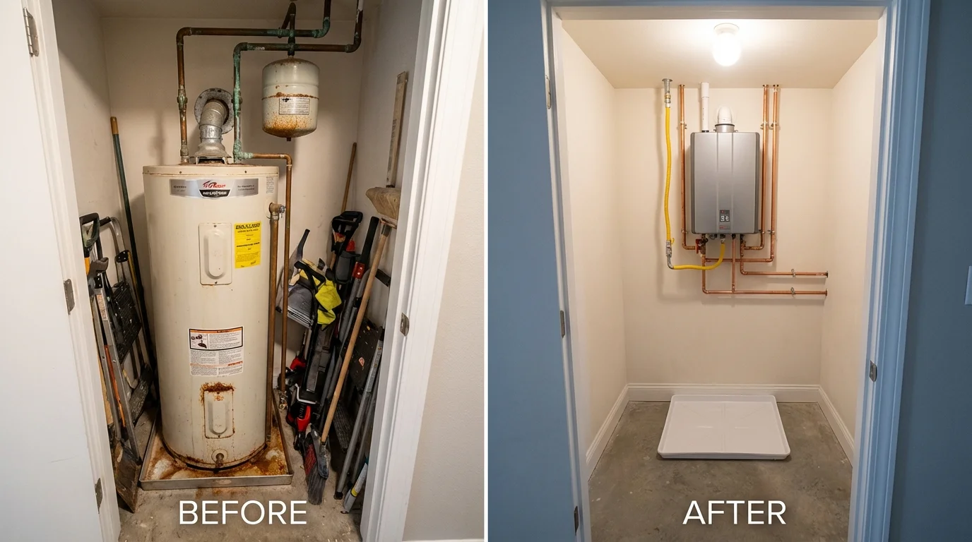 Tank water heater versus wall-mounted tankless unit comparison for Newberry, FL homeowners